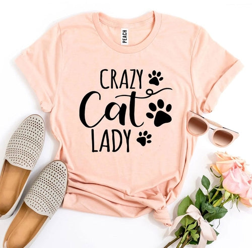 T-Shirt With Logo Crazy Cat Lady