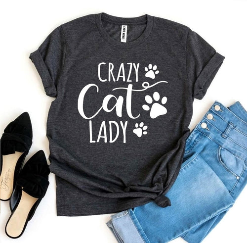 T-Shirt With Logo Crazy Cat Lady