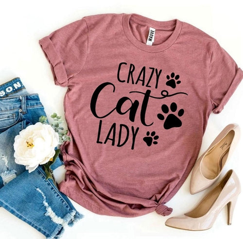 T-Shirt With Logo Crazy Cat Lady